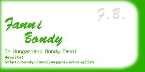 fanni bondy business card